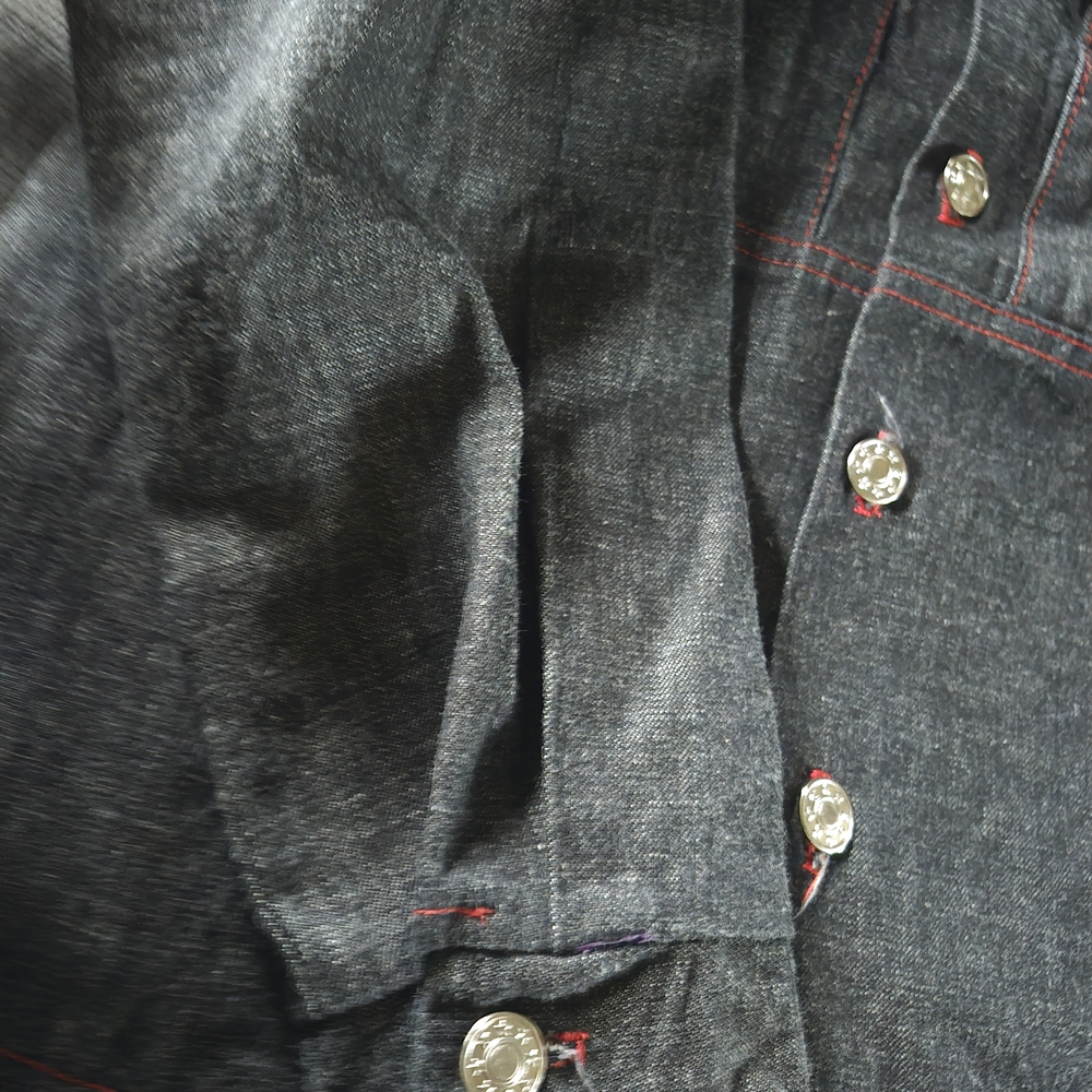 Annie Black Jean Jacket with Red Stitching - Picture 6 of 8